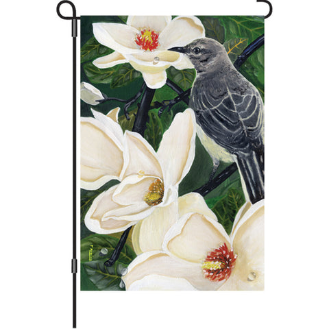 12 in. Springtime Bird Garden Flag - Mockingbird & Magnolias