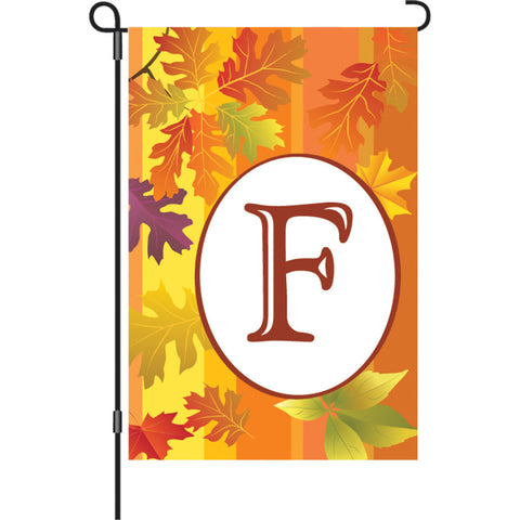 12 in. Monogrammed Garden Flag - Fall Monogram - Letter F