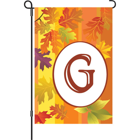 12 in. Monogrammed Garden Flag - Fall Monogram - Letter G