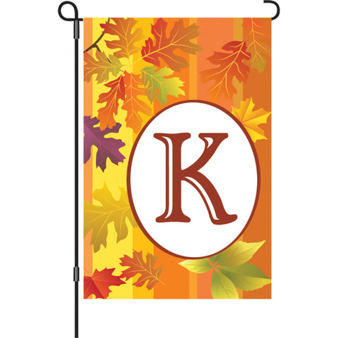 12 in. Monogrammed Garden Flag - Fall Monogram - Letter K