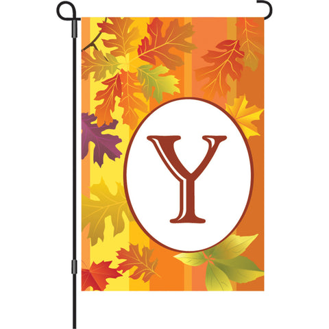 12 in. Monogrammed Garden Flag - Fall Monogram - Letter Y