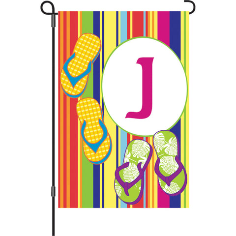 12 in. Monogrammed Garden Flag - Summer Monogram - Letter J