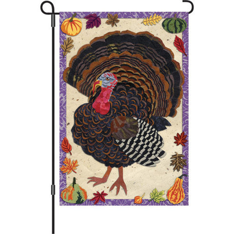 12 in. Thanksgiving Garden Flag - Textured Turkey