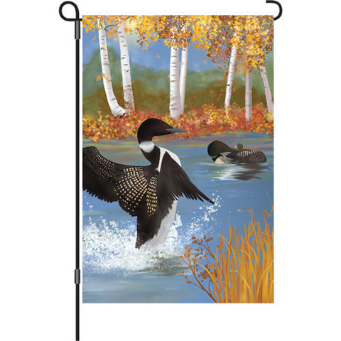 12 in. Lake Birds Garden Flag - Autumn Loons