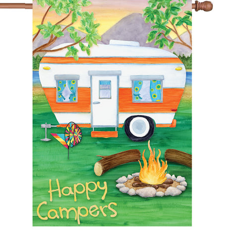 28 in. Camping House Flag - Happy Campers