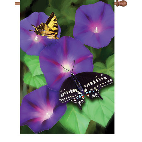 28 in. Butterfly House Flag - Morning Glory Swallowtails