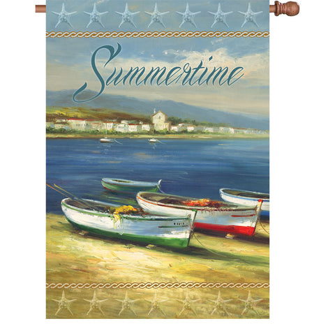 28 in. Row Boats House Flag - Summertime Boats