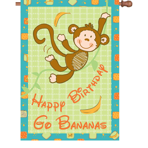 28 in. Party Monkey House Flag - Go Bananas!