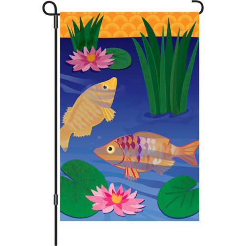 12 in. Koi Garden Flag - In Golden Pond