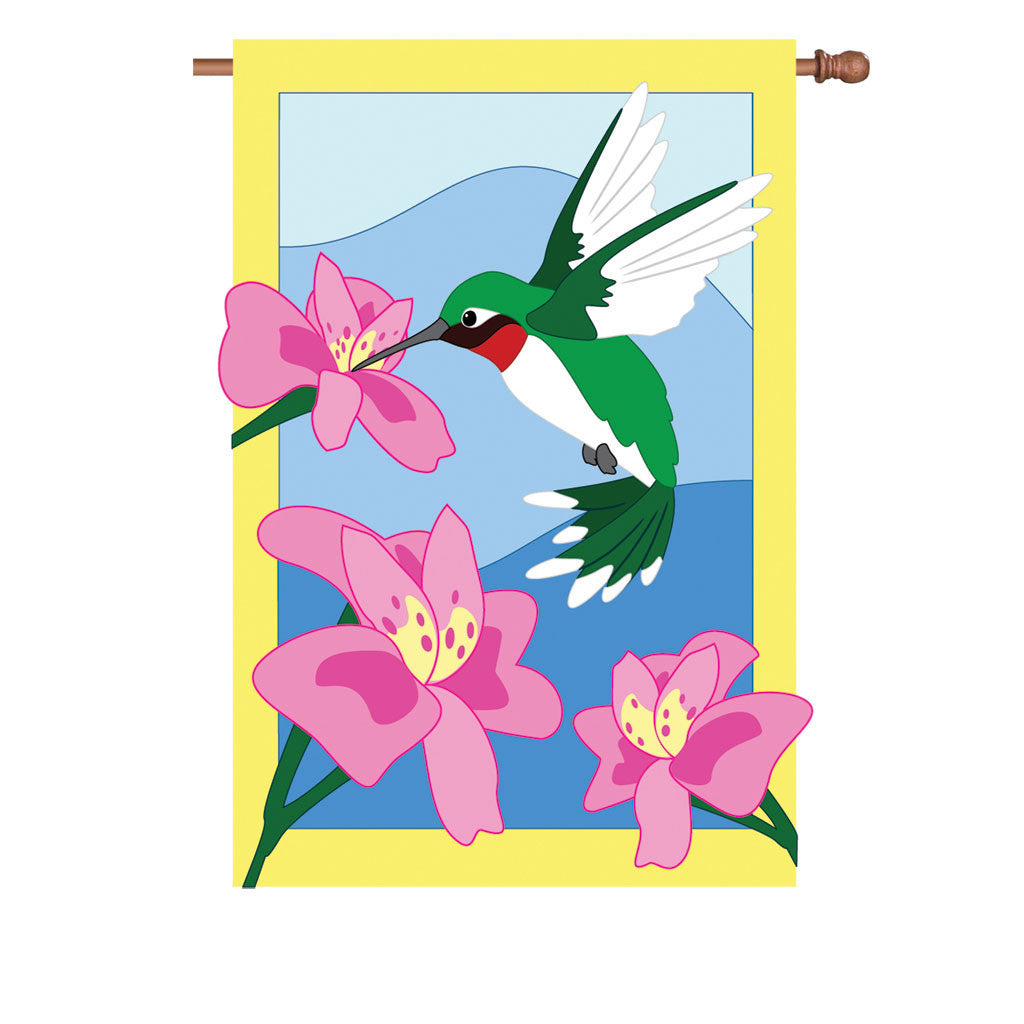 36 in. Hummingbird Applique Flag - It's Lunchtime Somewhere