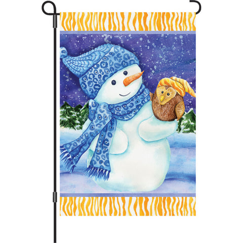 12 in. Christmas Garden Flag - Snowman and Owl