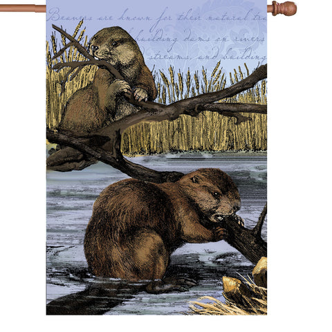 28 in. Vintage House Flag - Busy Beaver