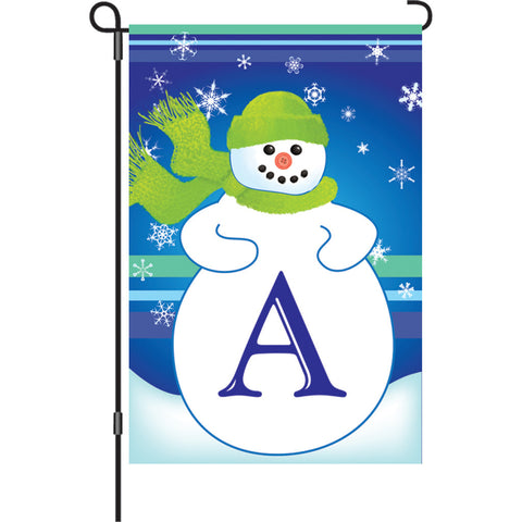 12 in. Monogrammed Garden Flag - Winter Monogram - Letter A