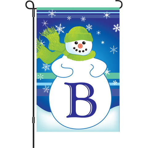 12 in. Monogrammed Garden Flag - Winter Monogram - Letter B