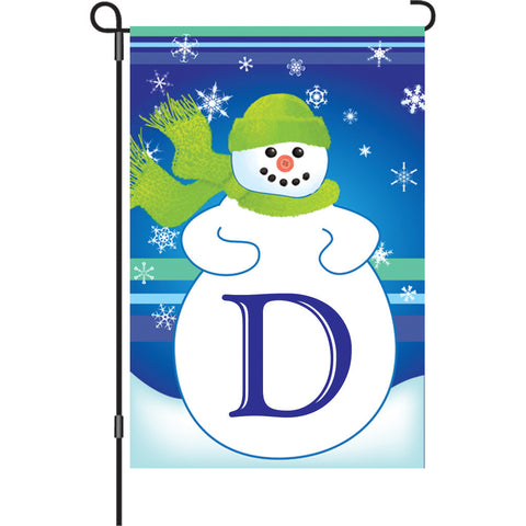 12 in. Monogrammed Garden Flag - Winter Monogram - Letter D