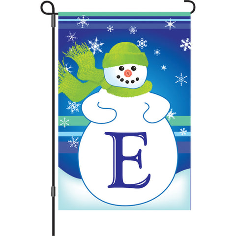 12 in. Monogrammed Garden Flag - Winter Monogram - Letter E