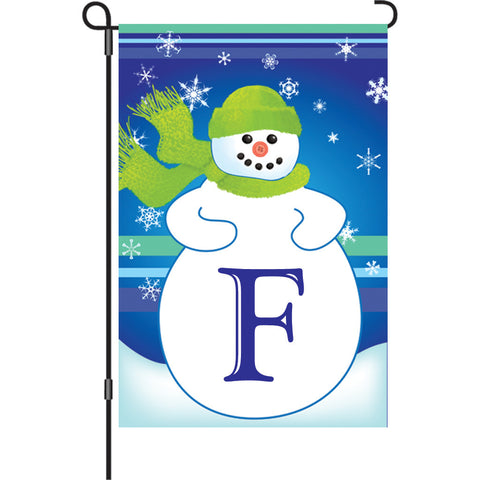 12 in. Monogrammed Garden Flag - Winter Monogram - Letter F