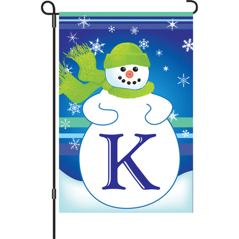 12 in. Monogrammed Garden Flag - Winter Monogram - Letter K