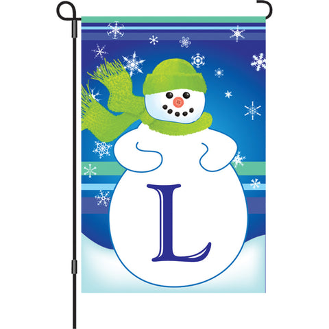 12 in. Monogrammed Garden Flag - Winter Monogram - Letter L