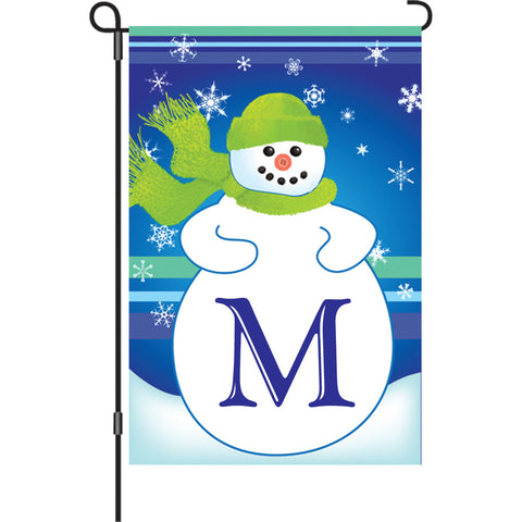 12 in. Monogrammed Garden Flag - Winter Monogram - Letter M