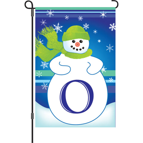 12 in. Monogrammed Garden Flag - Winter Monogram - Letter O