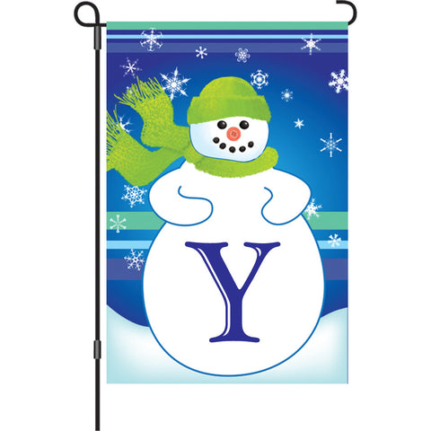 12 in. Monogrammed Garden Flag - Winter Monogram - Letter Y