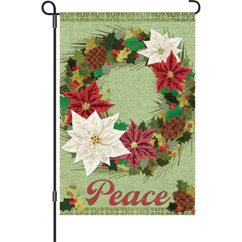 12 in. Christmas Garden Flag - Poinsettia Wreath