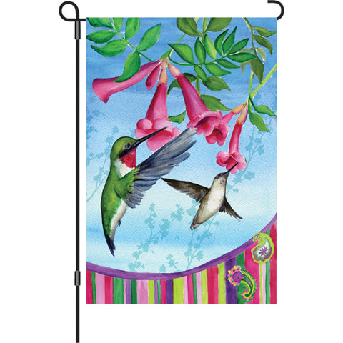 12 in. Bird Garden Flag - Hummingbird's Paisley