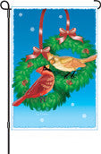 12 in. Winter Snow Birds Garden Flag - Christmas Cardinal