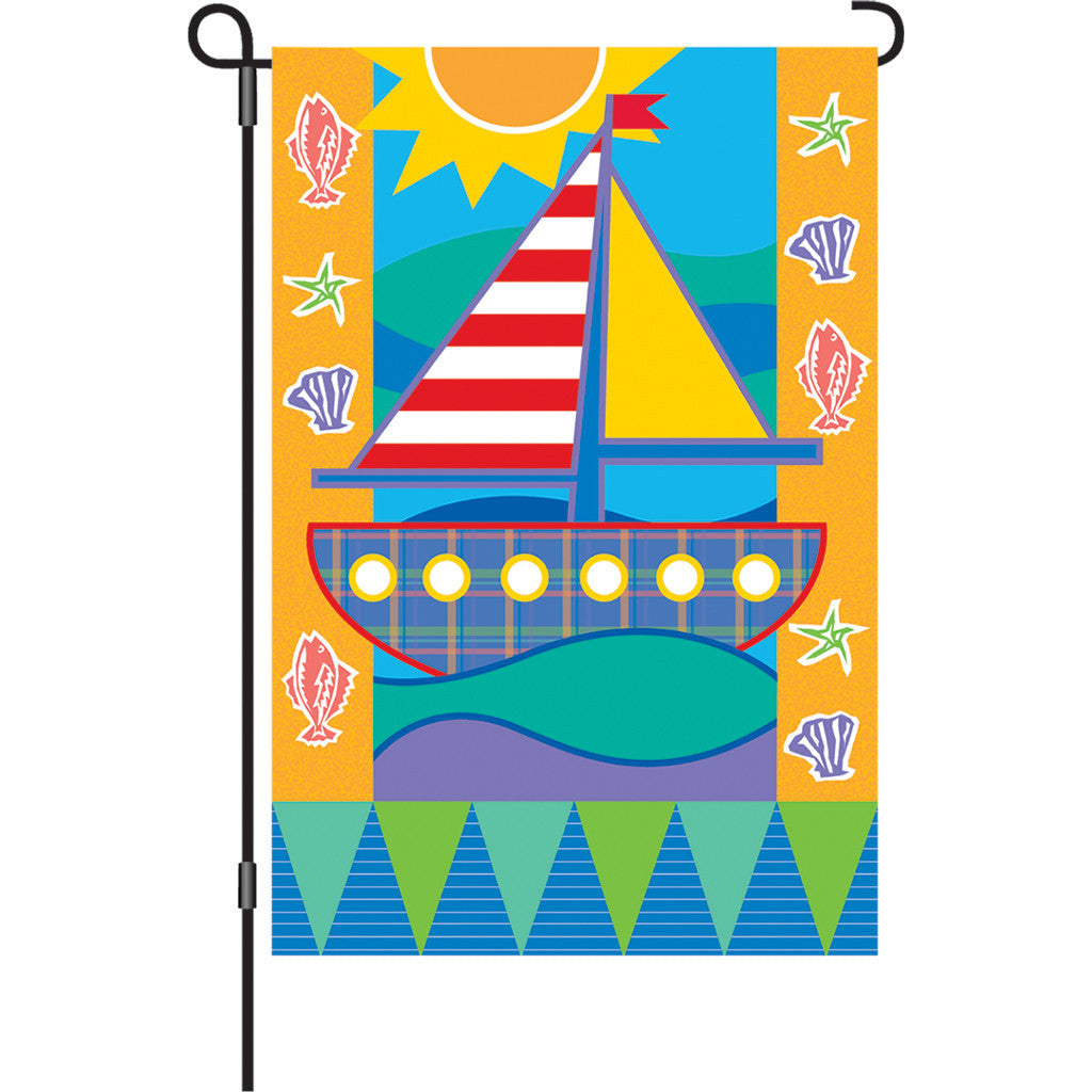 12 in. Sailboat Garden Flag - Seashore