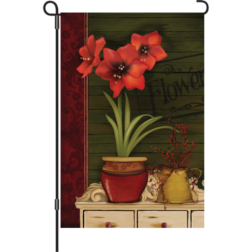 12 in. Vintage Garden Flag - Amaryllis