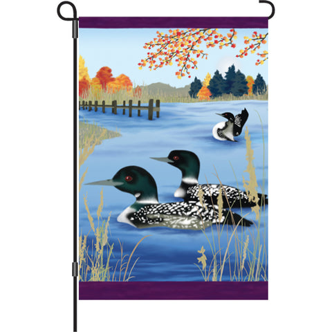 12 in. Lake Bird Garden Flag - Serene Loons