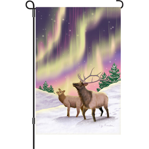 12 in. Winter Garden Flag - Northern Lights