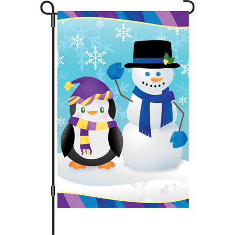 12 in. Christmas Garden Flag - Penguin Pals