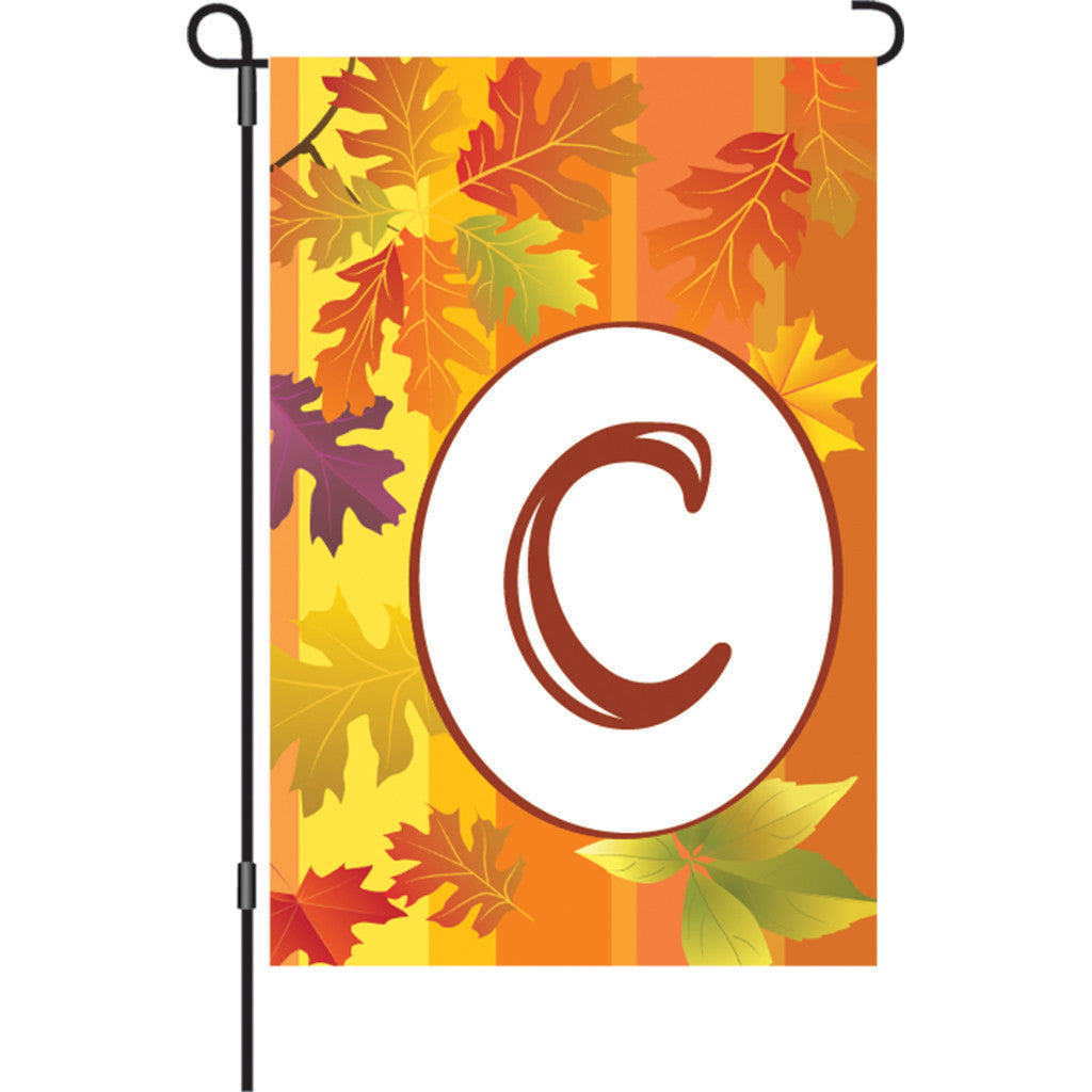 12 in. Monogrammed Garden Flag - Fall Monogram - Letter C