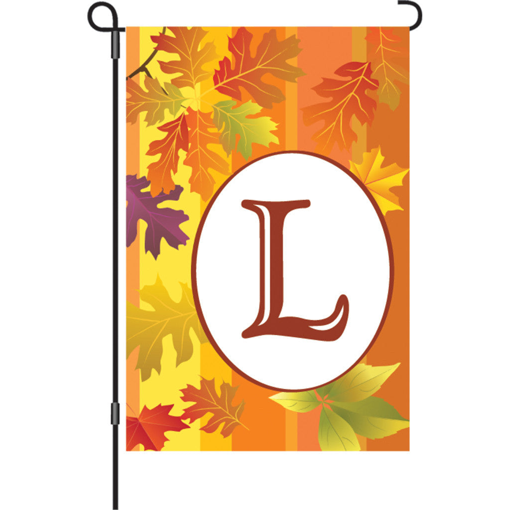 12 in. Monogrammed Garden Flag - Fall Monogram - Letter L