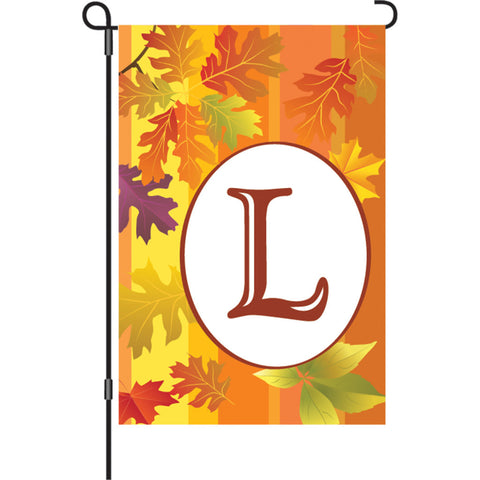 12 in. Monogrammed Garden Flag - Fall Monogram - Letter L