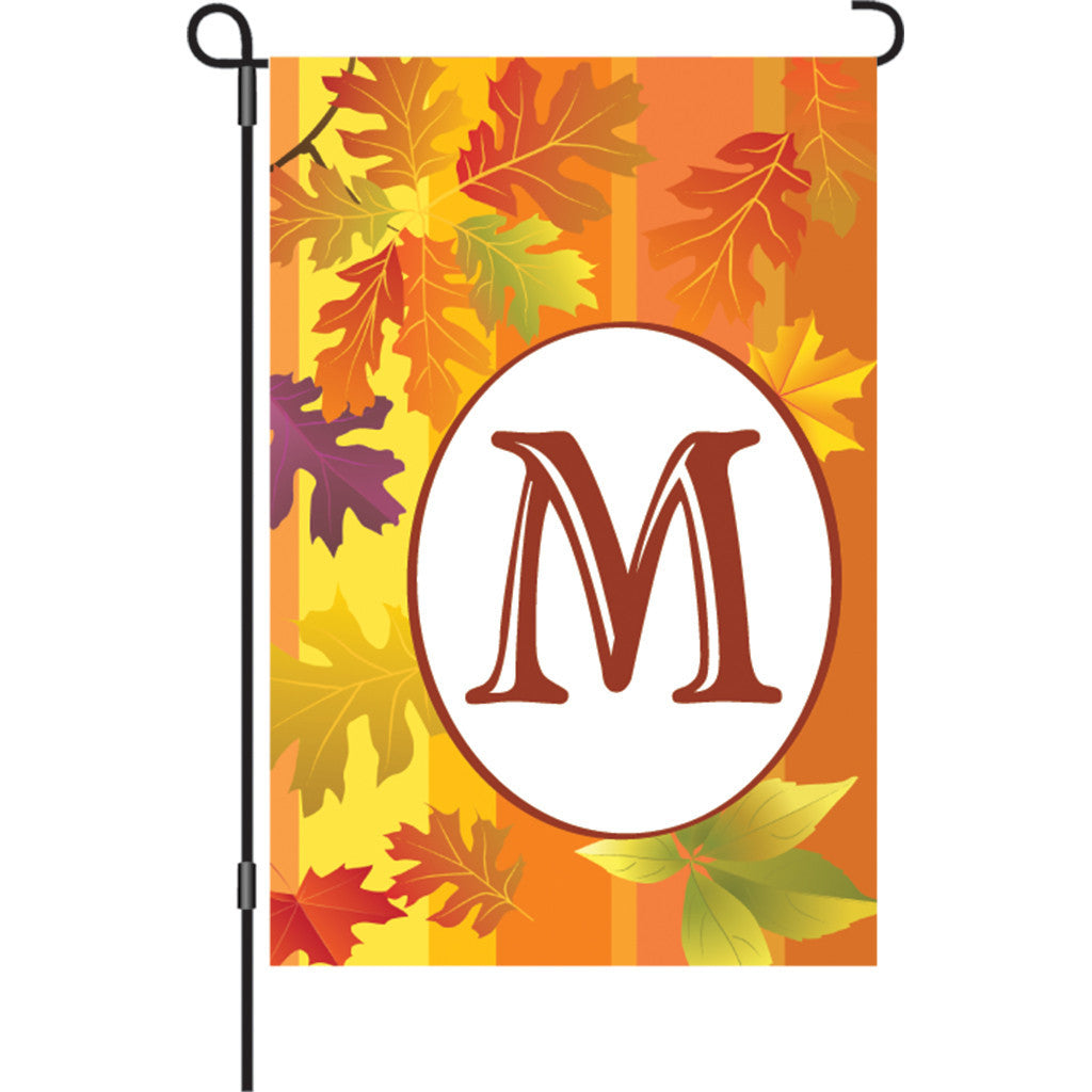 12 in. Monogrammed Garden Flag - Fall Monogram - Letter M