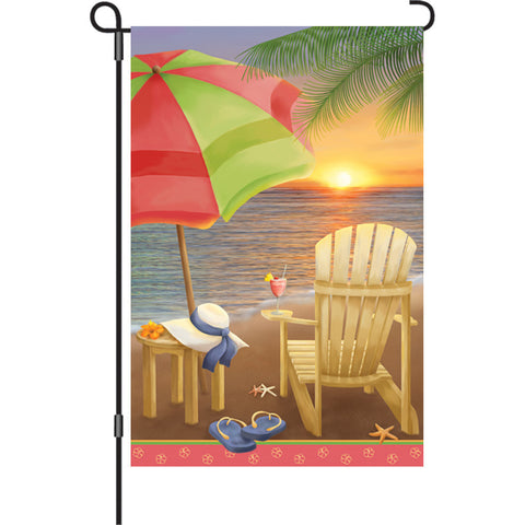 12 in. Coastal Beach Garden Flag - Beach at Sunset