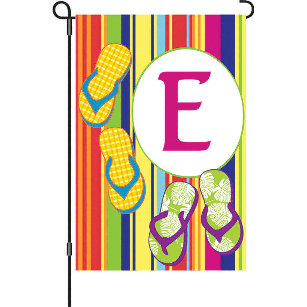 12 in. Monogrammed Garden Flag - Summer Monogram - Letter E