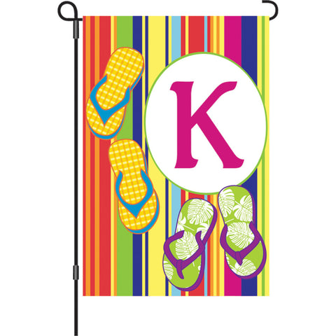 12 in. Monogrammed Garden Flag - Summer Monogram - Letter K