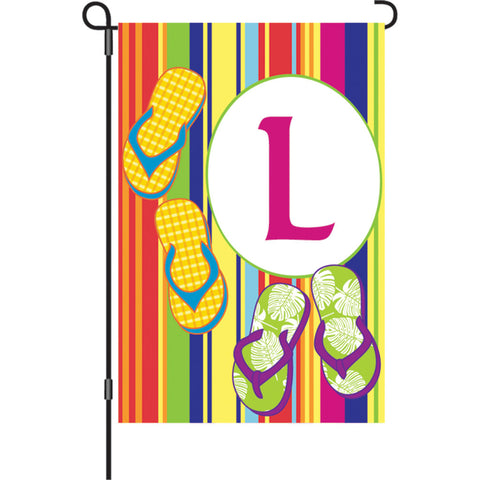 12 in. Monogrammed Garden Flag - Summer Monogram - Letter L