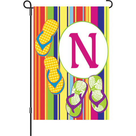 12 in. Monogrammed Garden Flag - Summer Monogram - Letter N