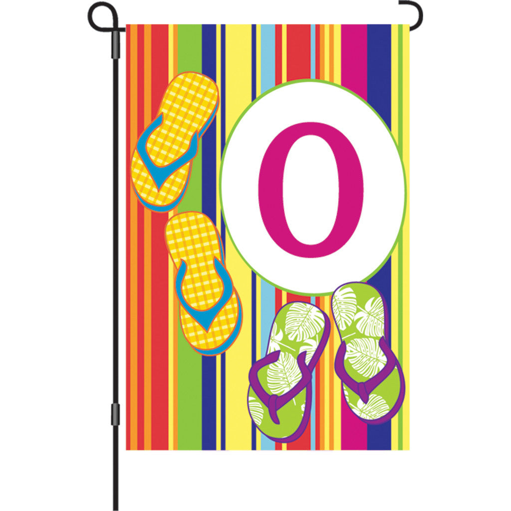 12 in. Monogrammed Garden Flag - Summer Monogram - Letter O