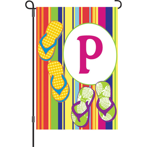 12 in. Monogrammed Garden Flag - Summer Monogram - Letter P