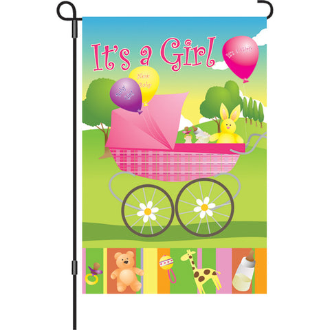 12 in. Congratulations Garden Flag - Rock-A-Bye Baby Girl