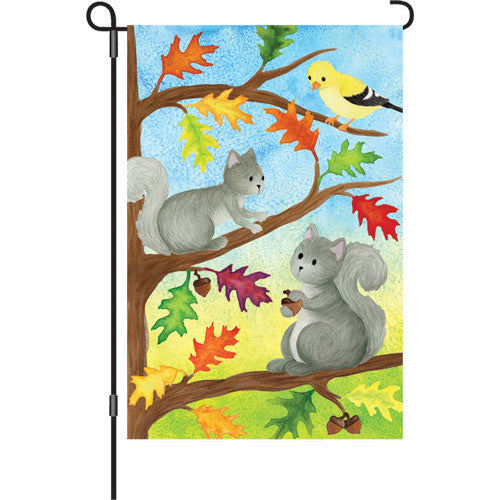 12 in. Autumn Animal Garden Flag - Squirrel Friends
