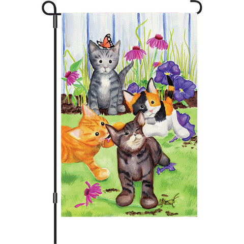 12 in. Cat Garden Flag - Kitten Flowerbed