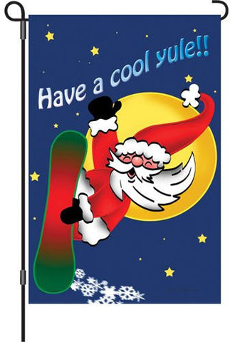 12 in. Christmas Garden Flag - Snowboarding Santa