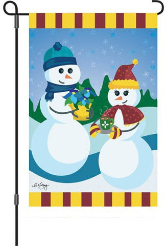 12 in. Winter Garden Flag - Dating on a Snowy Slope